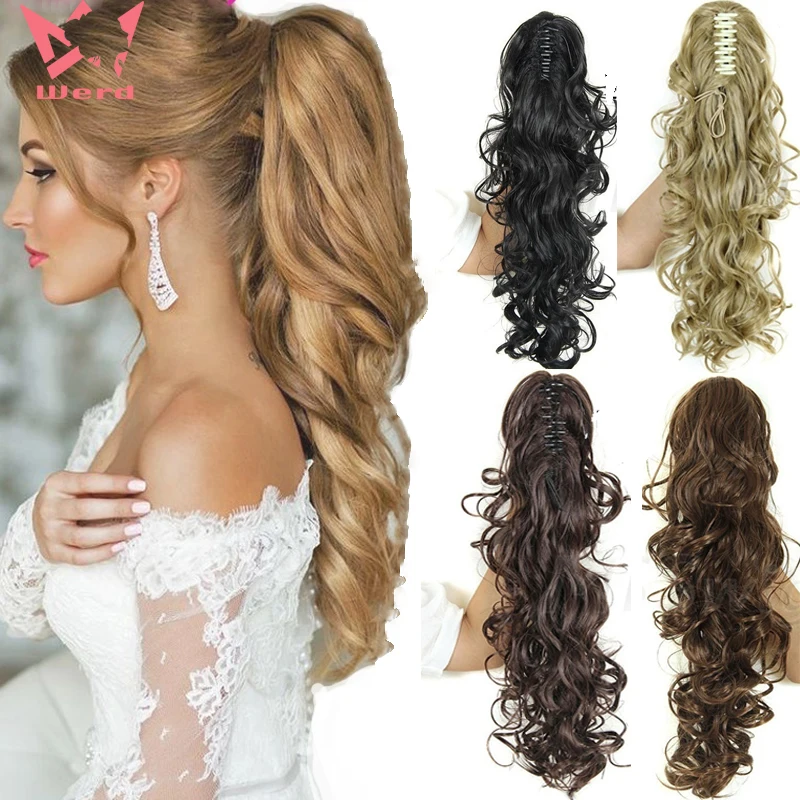 

WERD 18 Inch Wig Ladies Hair Extension Comes With Hairpin Long Wave High Temperature Synthetic Wig
