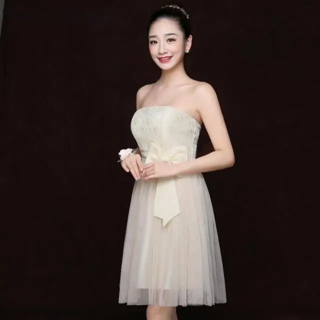 M329 Champagne Red White Pink Junior Bridesmaid Dresses Short Dress Girl Women Prom Gown Lady Graduation Vestidos