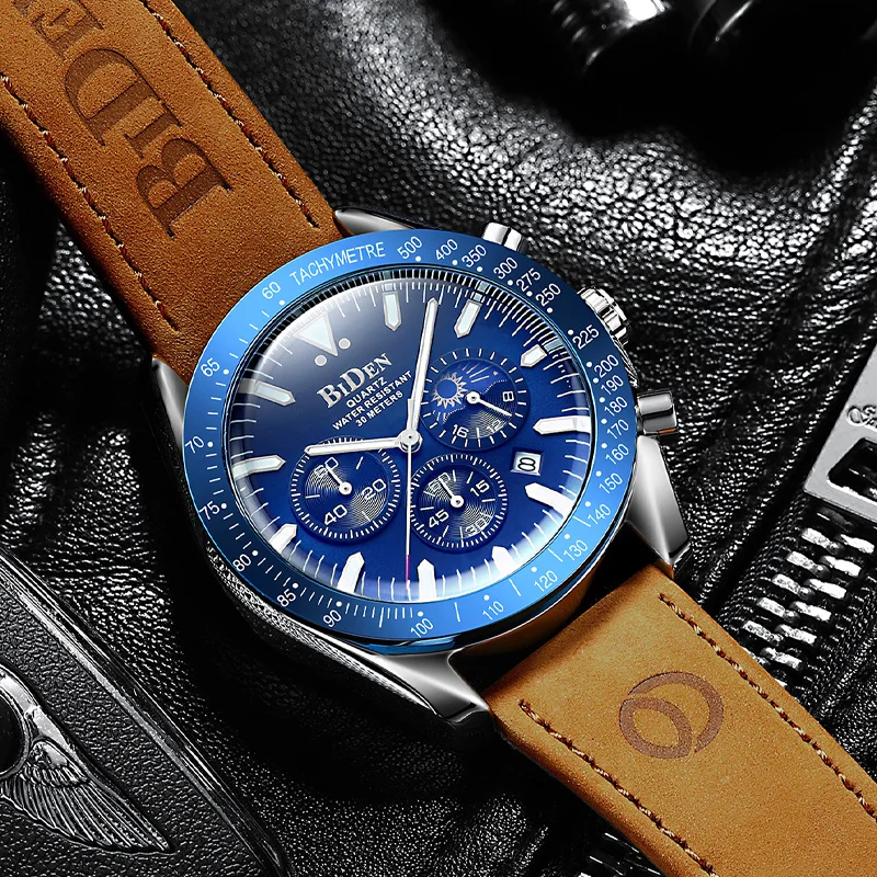Multifunction Quartz Calendar Watch Men Military Sports Leather Strap Watch Luxury Top Brand Clock Relogio Maculine
