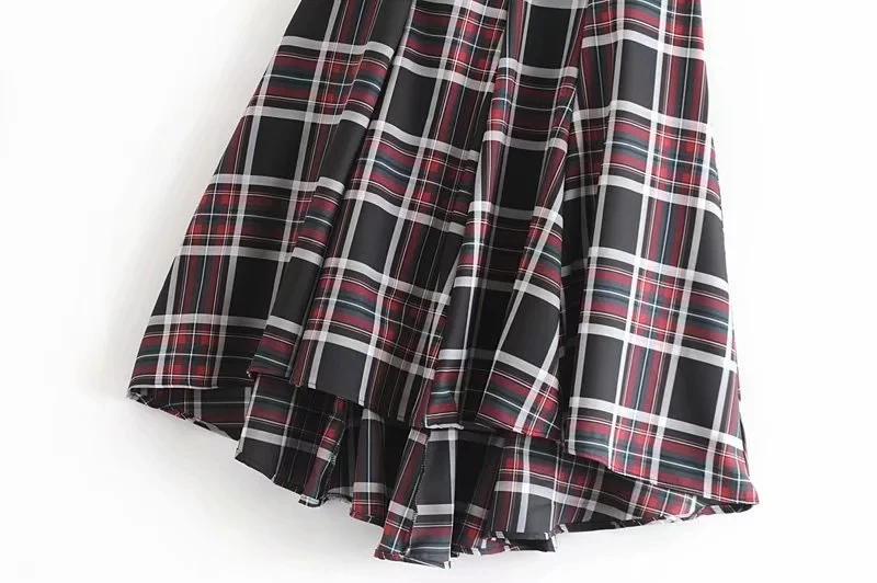 Увядшая Осенняя юбка миди Женская в английском стиле клетчатая Высокая талия плиссированные нерегулярные faldas mujer moda длинные юбки женские