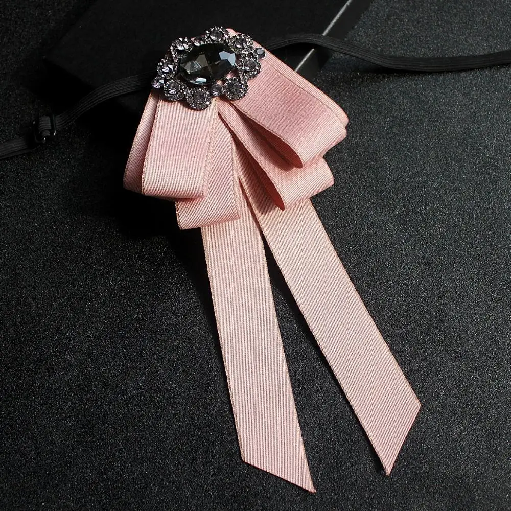 Ribbon Bow Tie Британский мужской женский ретро воротник рубашка галстук-платок Винтаж эластичная лента Стразы сплав Бабочка Форма лента галстук-бабочка - Цвет: Ribbon Bow Tie