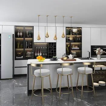 

Creative bar stool Nordic bar stool high chair home modern minimalist not rust bar stool back bar chair