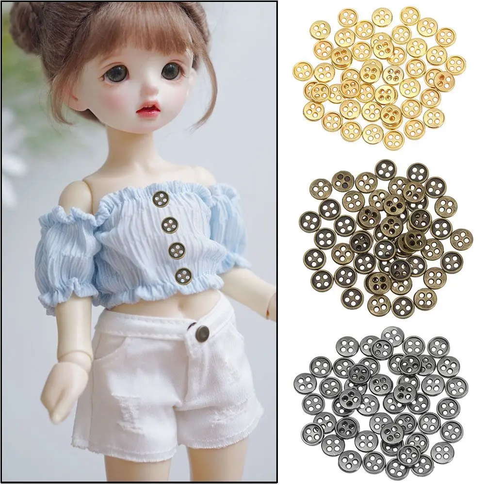 

20Pcs 6mm Cute Girl Gift Mini Buttons 4 eyes Metal Buckles DIY Doll Clothes Clothing Sewing Buckle Dollhoues Miniature Accessory