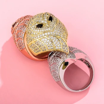 

NEW Fashion Hip Hop AAA+ CZ Plated Bling Iced Out Charm Owl Shape for Men and Woman Ring Jewelry for Gift Luxury Jewelry