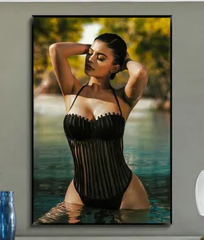 

W367 Silk Fabric Poster Wall Art Decor KYLIE JENNER Sexy Beautiful Star Hollywood Fashion Decoration Bright Christmas Gift