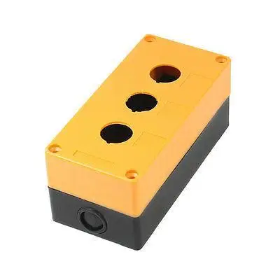 

22mm Diameter 3 Hole Pushbutton Control Station Switch Box Case Yellow Black
