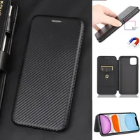 Carbon Fiber Magnetic Flip Cover Case for IPhone 15 14 13 12 Pro Max Mini 11 SE XS XR X Max 6 6S 7 8 Plus Wallet Card Holder 1