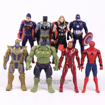 

Marvel Super Heroes Iron Man Spiderman Captain America Thor Hulk Thanos PVC Action Figures Toys Gift for Boy 8pcs/set 16CM