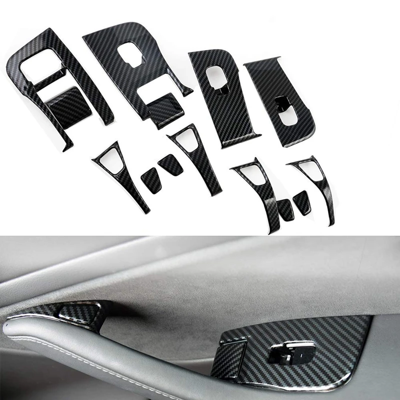 

for Tesla Model 3 Inner Window Control Switch Panel Cover Bring ABS Cover Trim Panel Door Decal Open Button Holder (14 Pieces)
