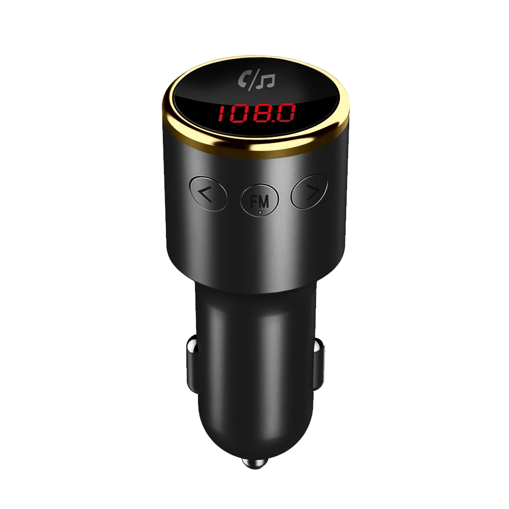 Быстрая зарядка автомобиля с fm-передатчиком MP3-плеер Bluetooth 4,2 аудио приемник двойной USB порт зарядка Быстрая зарядка 3,0 в автомобиле - Цвет: Gold