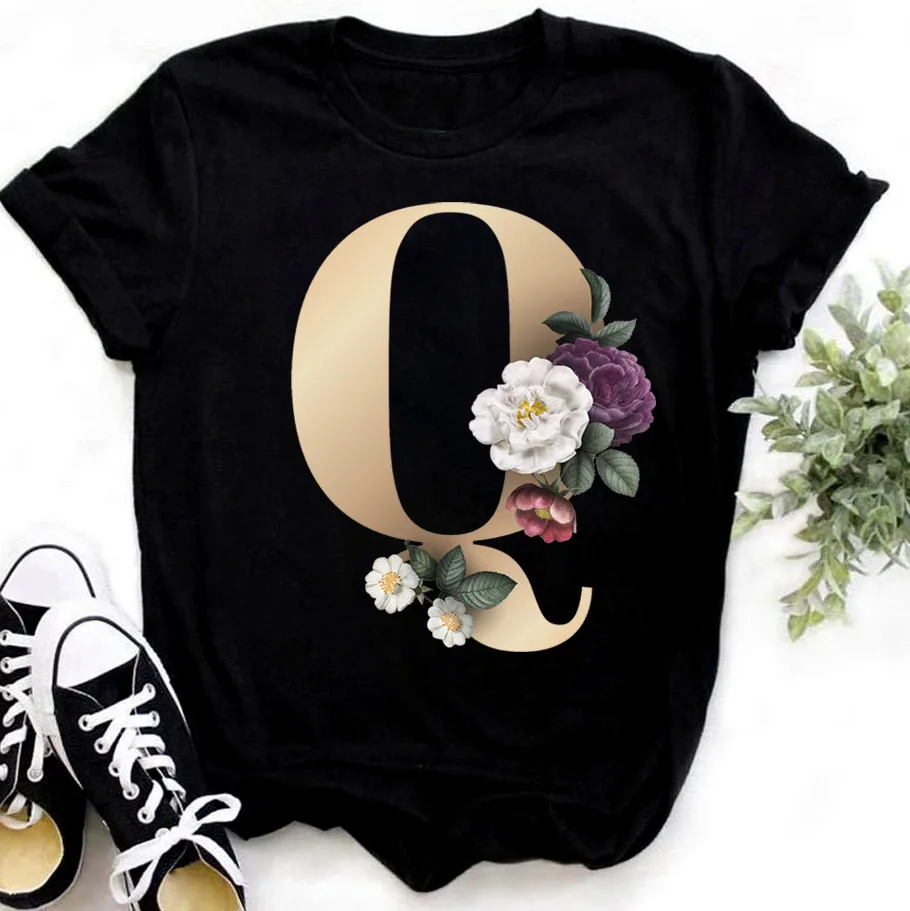 Hd40d92575f2948c68aa95e2af2b0c94e8 - Flower Letter Combination T-shirt