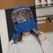 Мужская и женская зимняя теплая шапка-ушанка, теплые шапки унисекс, водонепроницаемая ветрозащитная шапка-ушанка, маска для лица, шапка лыжная