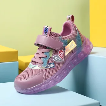 

New Arrival Girls Running Shoes Purple Pink Kid Girls Sneakers Soft Bottom Children Trainers Girls Brand Gym Shoes For Children