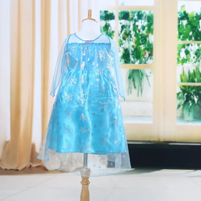 New Blue Baby Girls Kids Frozen Costume Dress Snow Princess Queen Dress Up Children's Party Gown Cosplay Tulle Dress 3-8 Years