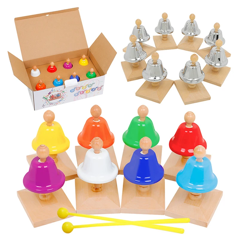 8-Note Color Bell Children Toys Percussion Instrument Set Rattle Metal Bell Musical Learning Toy Early Educational Teaching Aids 3