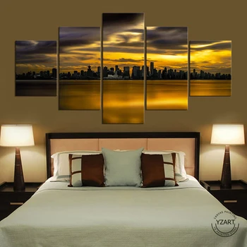 

Cityscape in the sunset Vancouver, Canada Pictures Canvas Wall Art Paintings for Living Room Wall Decor