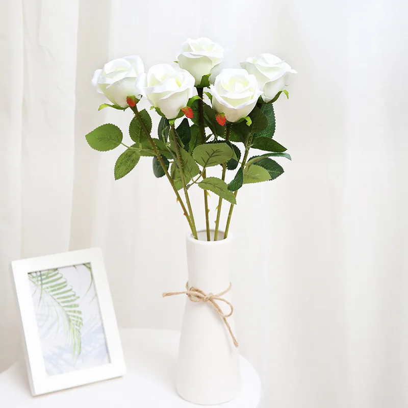 Artificial Red Rose Flowers Living Room Home Decoration Accessories Thanksgiving Wedding Diy Bouquet Silk Flowers Bouquet