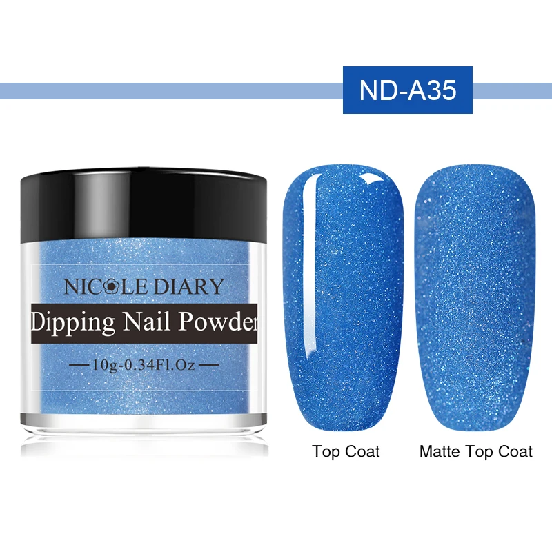 Color 35 NICOLE DIARY Dip пудра для ногтей блестящая окунающая пудра для ногтей сверкающие Красочные украшения для ногтей без УФ лампы для лечения 10 г - Цвет: Color 35