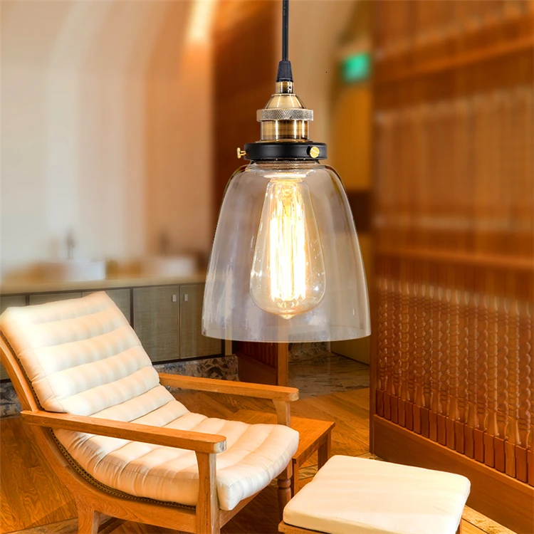 American Vintage Industrial Classic Clear Glass Cover Suspension Pendant Lamp scandinavian