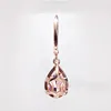 Drop Earrings For Women Pink Cubic Zirconia Water Drop Rose Gold Color Dangle Earring Bridal Wedding Temperament Jewelry CCE624 ► Photo 2/6