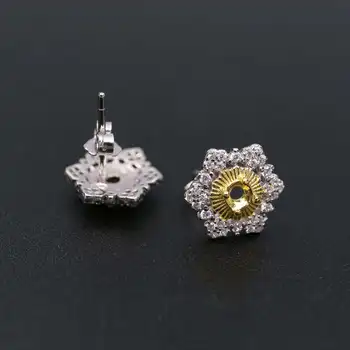 

3MM Gold Plated Solid 925 Sterling Silver Vintage Style Flower Pave Studs Earrings Settings DIY Jewelry Supplies 1702210
