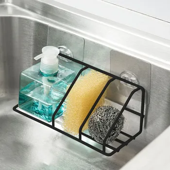 

Bathroom Kitchen Storage Holder Frame Shower Shelf Wrought Iron Shampoo Storage Rack Holder With Pastes Bathroom Shelf black