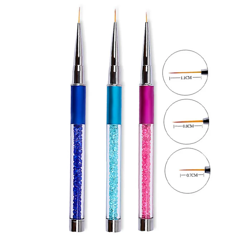 

Manicure Tools Wholesale Three-Color Metal Rod Nail Puller With Diamond Manicure Painted Brush