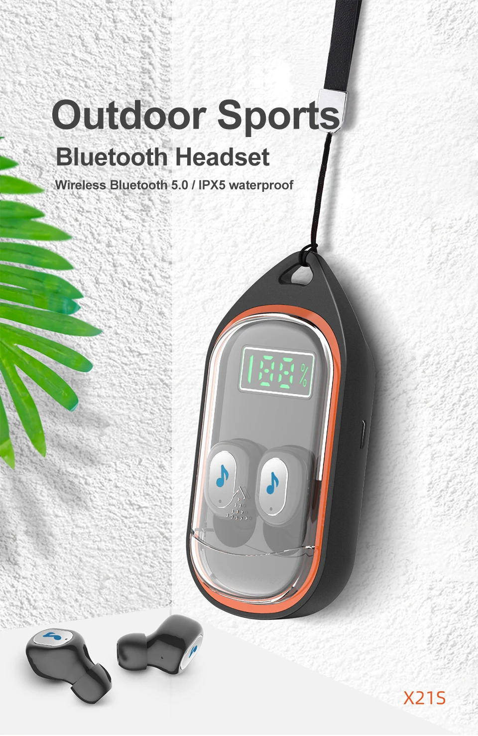 Беспроводная bluetooth-гарнитура TWS Bluetooth 5,0 в ухо IPX5 Водонепроницаемая Гарнитура 3D стерео гарнитура с шумоподавлением Спортивная гарнитура