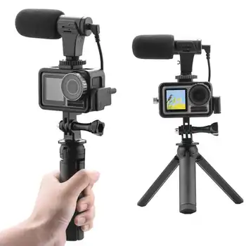 

For DJI OSMO ACTION Camera Selfie Accessories with 3.5mm Microphone + USB-C Audio Adapter + Protective Frame + Desktop Tripod