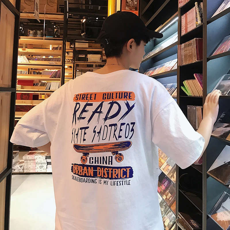 New Arrival Short sleeve Europe and America streetwear Loose Swish Creative hip hop t shirt All-match crew neck camiseta hombre