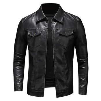 

2019 men's leather jacket men's Multi-pocket Motorcycle leather jacket men's coat