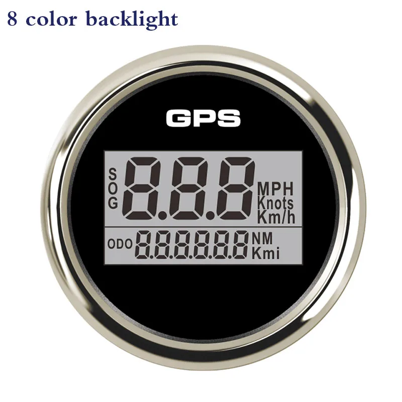 8 Color Backlight 2 ''УФ-фильтр 52 мм с Водонепроницаемый цифровой gps Скорость ometer одометр спидометр для автомобиля лодка с Подсветка 12 V/24 V автомобиль Скорость датчик gps антенна ЖК-дисплей - Цвет: 8 Color Backlight