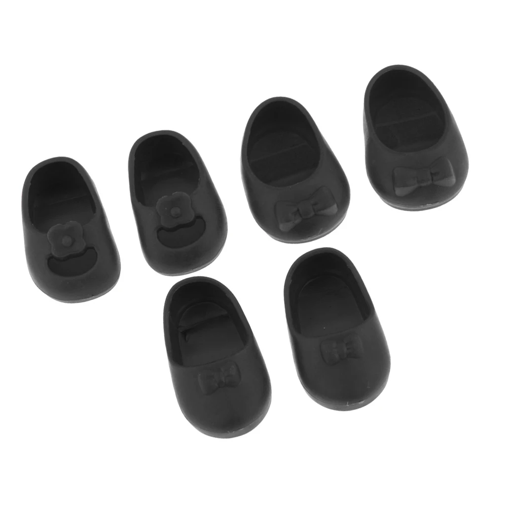 3 Pairs/Set Shoes Sandal Slippers For 25cm Mellchan Doll Outfit Accs Black