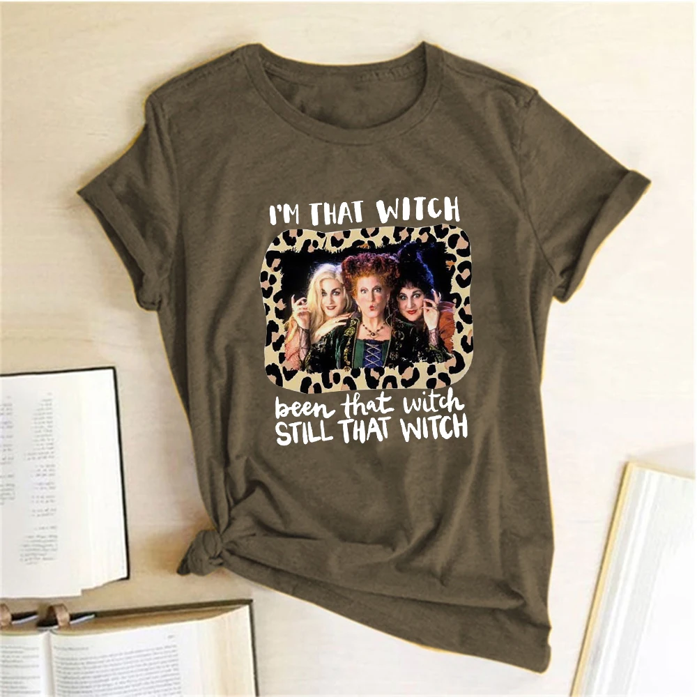 Im That Witch Been That Witch Printing T-shirts Women Summer Graphic Tees Funny Shirts for Women Loose Round Neck Harajuku Top