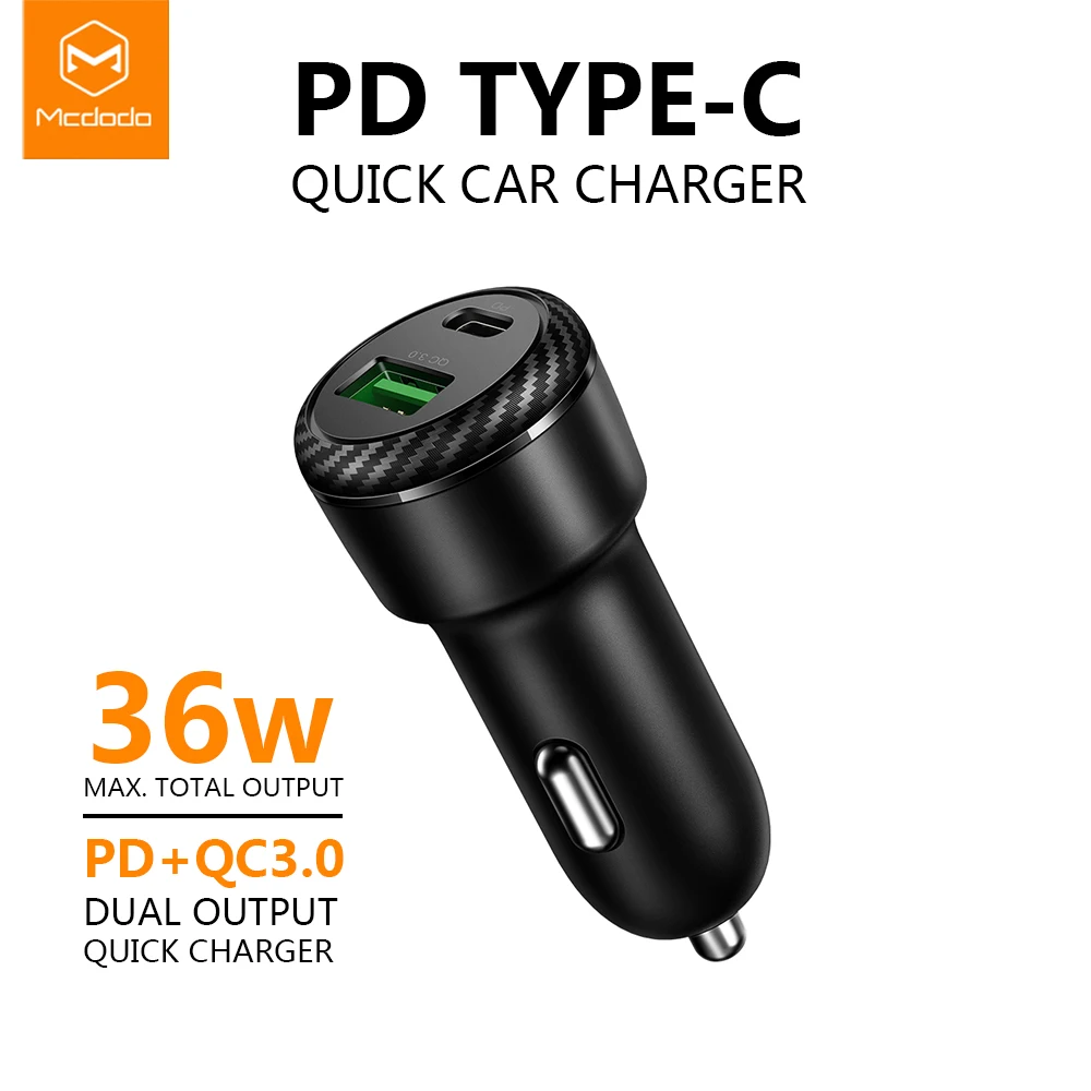 Mcdodo 36 Вт USB Type C PD Quick Charge 3 0 Автомобильное зарядное устройство AFC SCP автомобильное