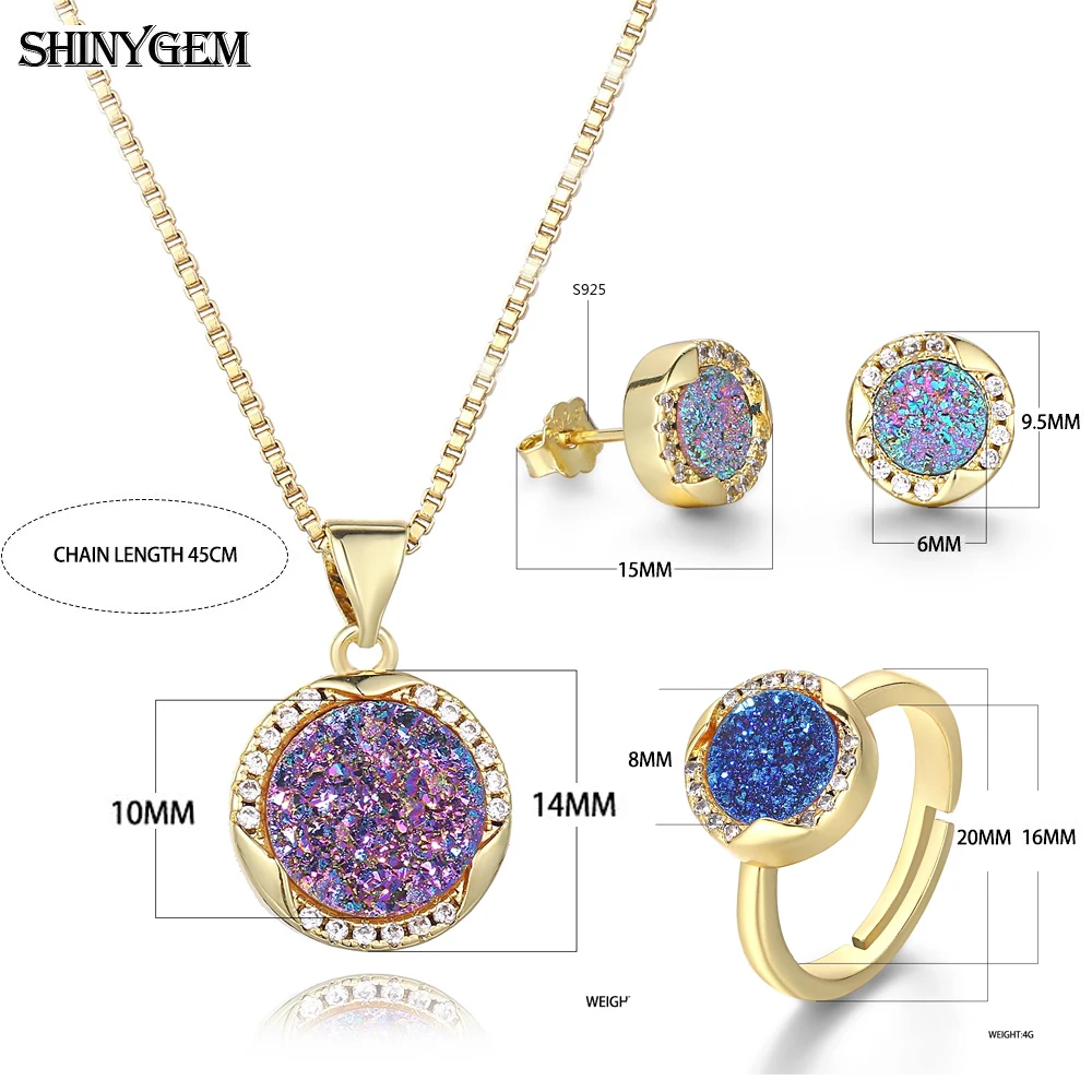 ShinyGem многоцветный круглый натуральный кристалл драгоценный камень ожерелье