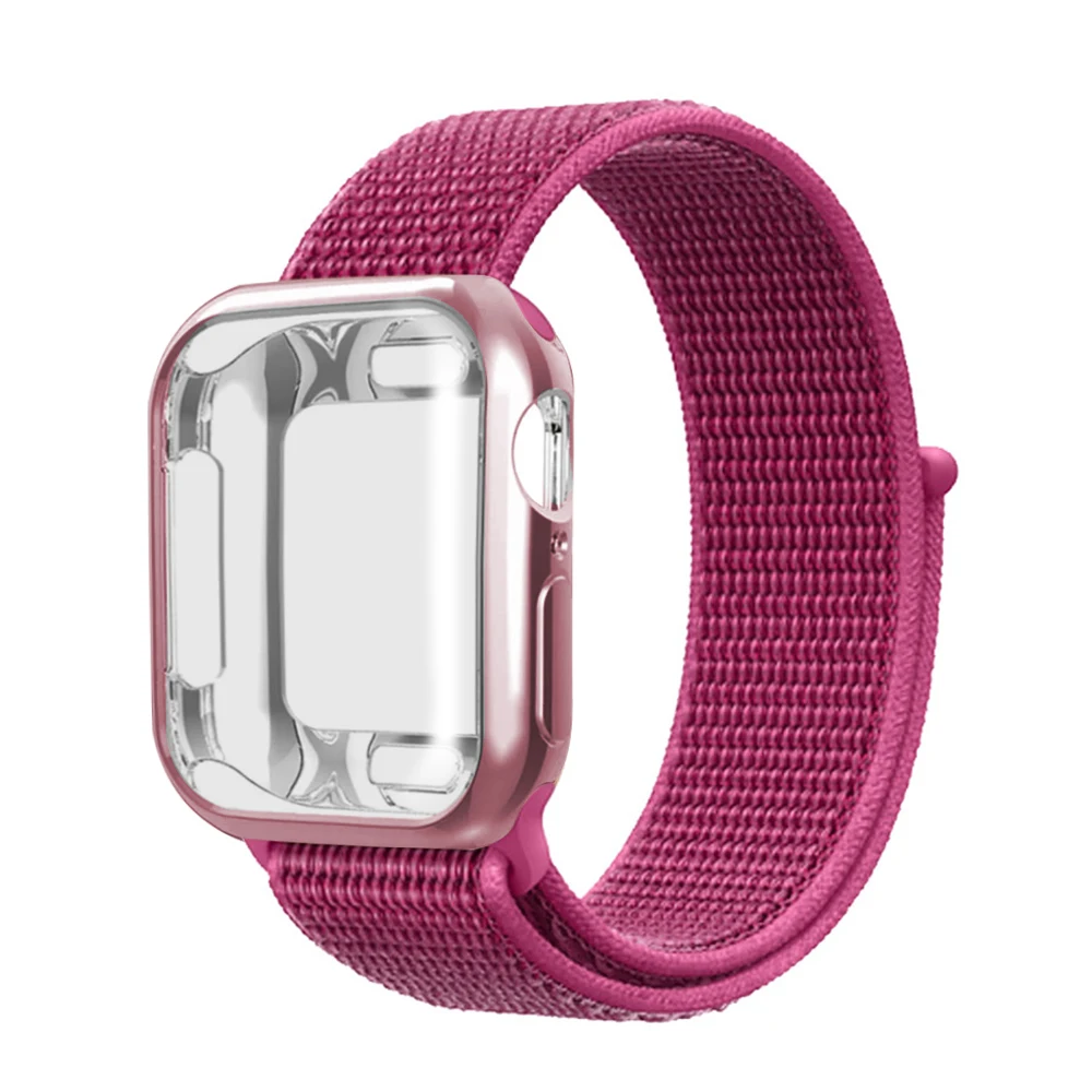 Дорожная сумка для мужчин/нейлон ремешок+ чехол для Apple watch 5/4/3/2/1, 42 мм, 38 мм, версия в едином положении во время занятий легкой атлетикой, band применяется для наручных часов iwatch, 40 мм 44 спортивный браслет - Цвет ремешка: Dragon fruit
