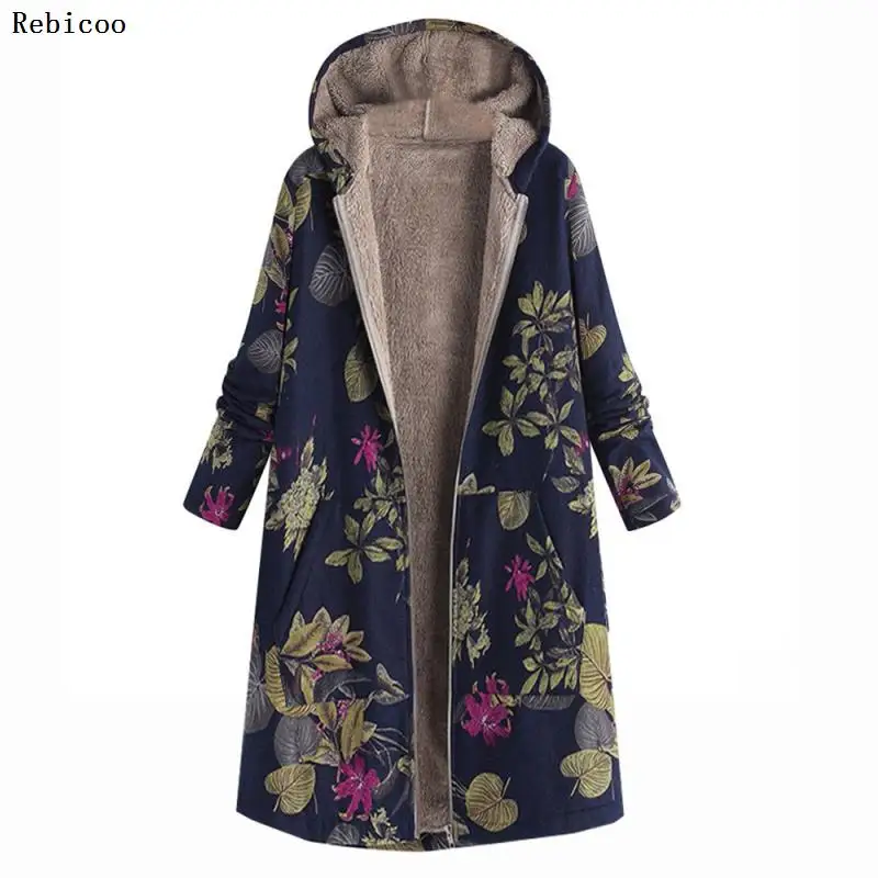 Womens Winter Warm Outwear Vintage Printed Hoodies Oversize Coats with Pockets Lightning Deals 