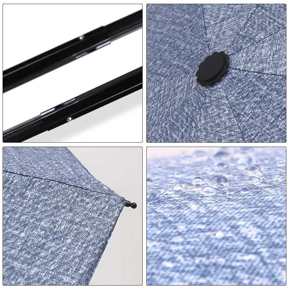 8 Bone Tri-fold Umbrella Simple Cowboy Style UV Protection Sunshade Umbrella Folding Unisex Black Coating Parasol Dropshipping