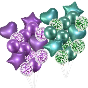 

14Pcs/set Metal Foil Balloons Confetti Latex Balloon Set For Wedding Party Decoration Kid Children Birthday Favor Supplies