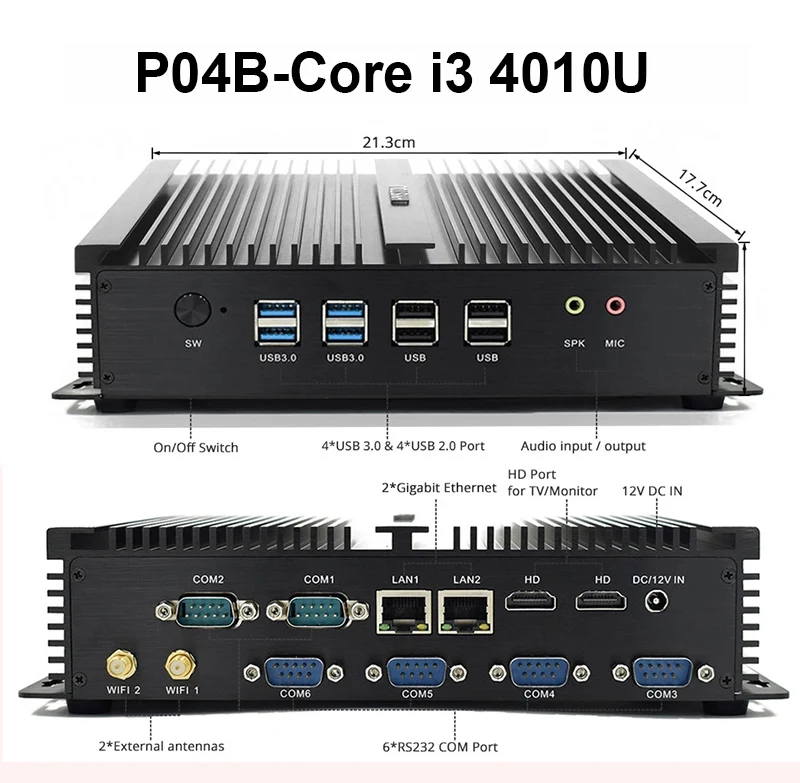 P04B-Core i3 4010U Intel Core i5 8250u четырехъядерный процессор minipc dual nuc i7 5500U Windows 10 Linux промышленный компьютер COM HDMI VGA j1900 тонкий клиент - Цвет: P04B-Core i3 4010U