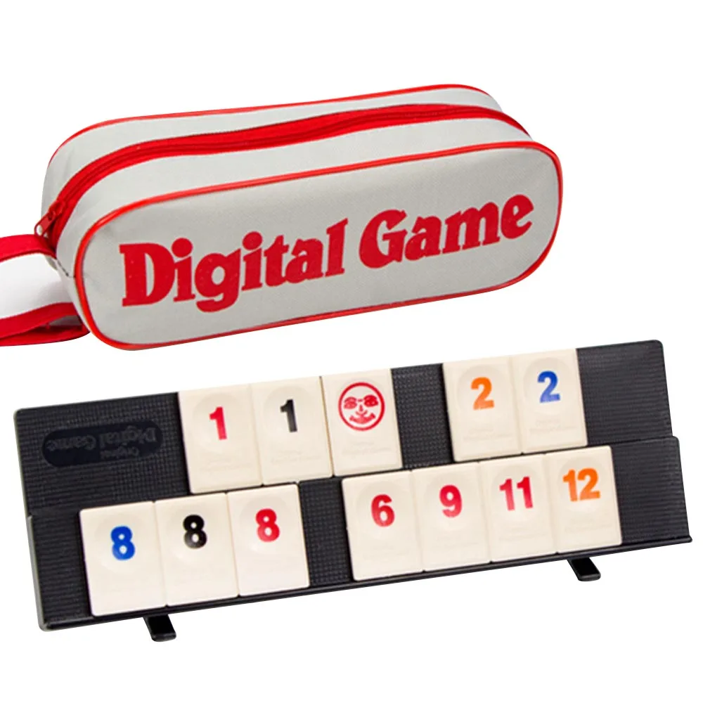 

Portable Israel Mahjong Rummikub 106pcs Tiles Digital Board Games Interactive Toy with Carrying Bag for 2-4 People Adults Kids