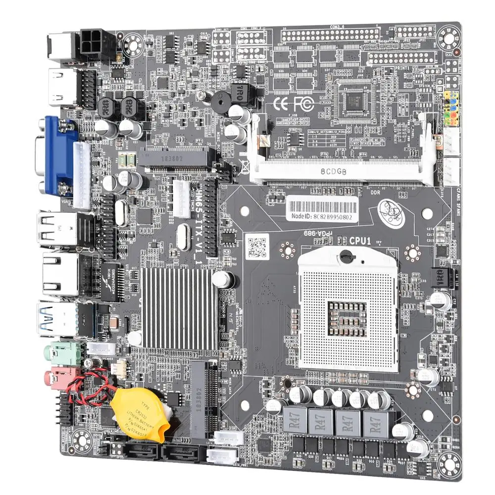 Чипсет intel HM65-988 настольных компьютеров материнская плата MINI ITX 989 материнская плата для мини-ПК, тонкий клиент, цифровая подпись