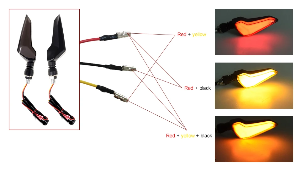 VooVoo светодиодный светильник для мотоцикла с сигналом поворота, мигающий индикатор, гибкий задний стоп-сигнал, желтый+ красный/белый/синий