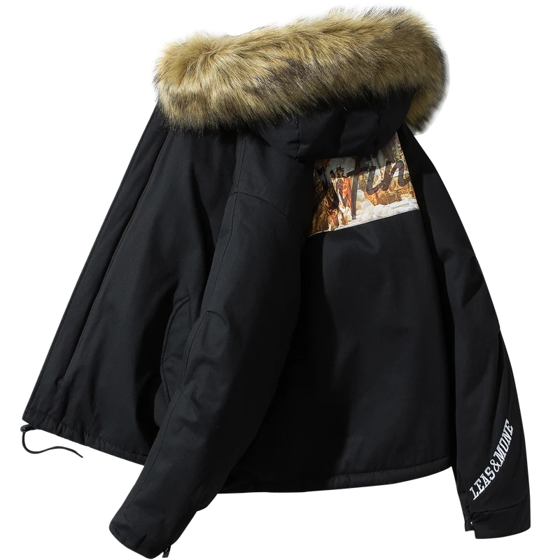 Men's winter casual street jacket coat trend warm coat new men's printing padded cotton clothes winter windbreaker jacket
