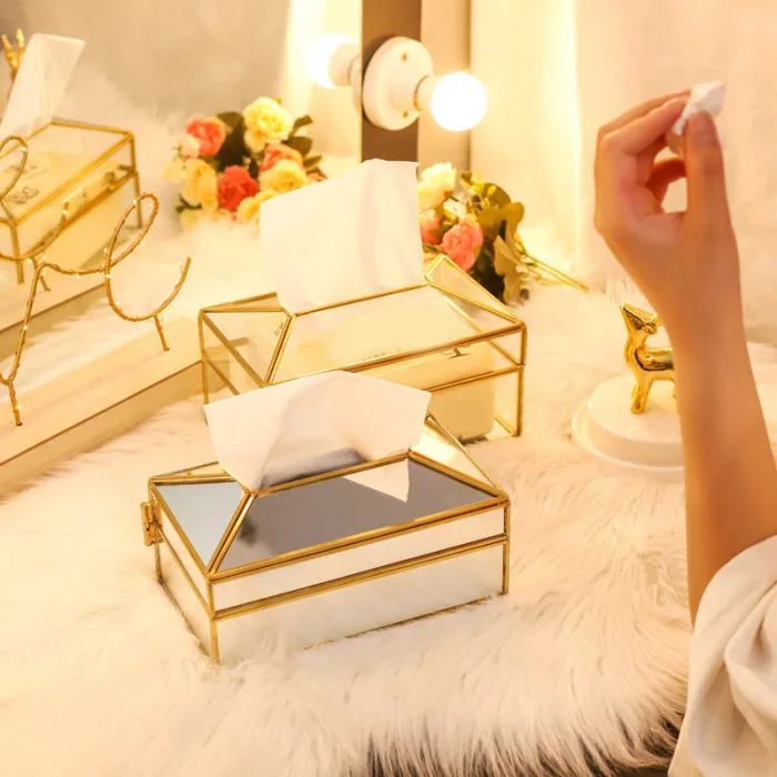 Transparent Glass Tissue Box Nordic Home Living Room Bathroom Waterproof Paper Towel Holder MYDING