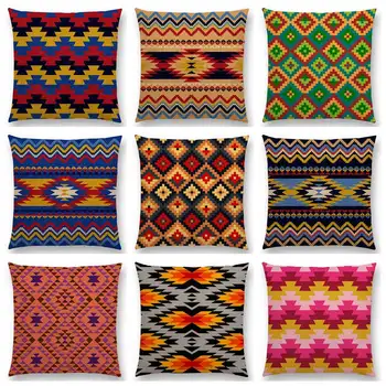 

Colorful Aztec Geometric Pattern Tribal Prints Magic Rainbow EthnicCushion Cover
