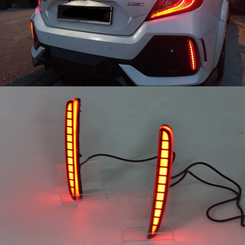 

2 шт. для Honda Civic хэтчбек 2016 2017 2018 Многофункциональный светодиодный задний бампер свет задняя противотуманная фара автомобильная лампа стоп светильник отражатель