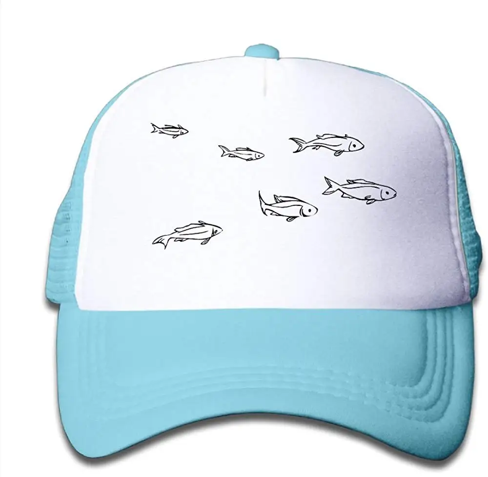 Детская школа рыбалки. Фоны бейсболка для дальнобойщика Регулируемая сетка шляпа Девочка Мальчик