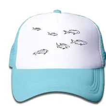 Детская школа рыбалки. Фоны бейсболка для дальнобойщика Регулируемая сетка шляпа Девочка Мальчик